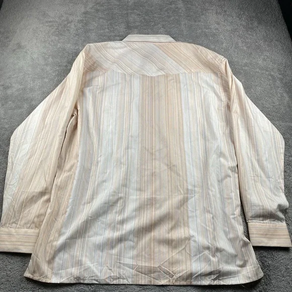 Desire Collection Long Sleeve Dress Shirt Mens Large Orange White Stripes - Picture 11 of 16